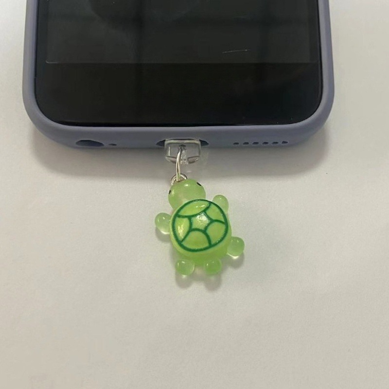 1pcs Cute Green Turtle Phone Dust plug Accessories Decoration Hanging Pendant for iPhone for Samsung Type-C Charging Port