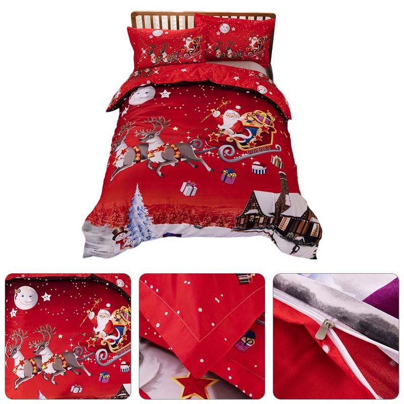 Jul påslakan 3d digitaltryck sängkläder set täcke lakan örngott queen king size sänglinne jul 3 st