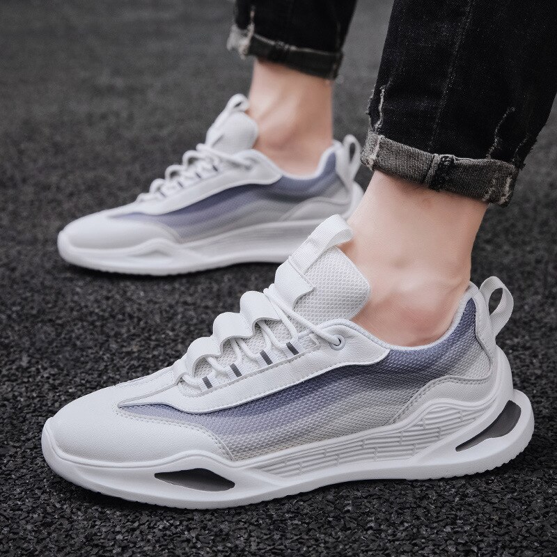 Men Jogging Walking Sports Shoes Outdoor Men Free Running High Lace-up Athietic Breathable Blade Sneakers: White A / 40