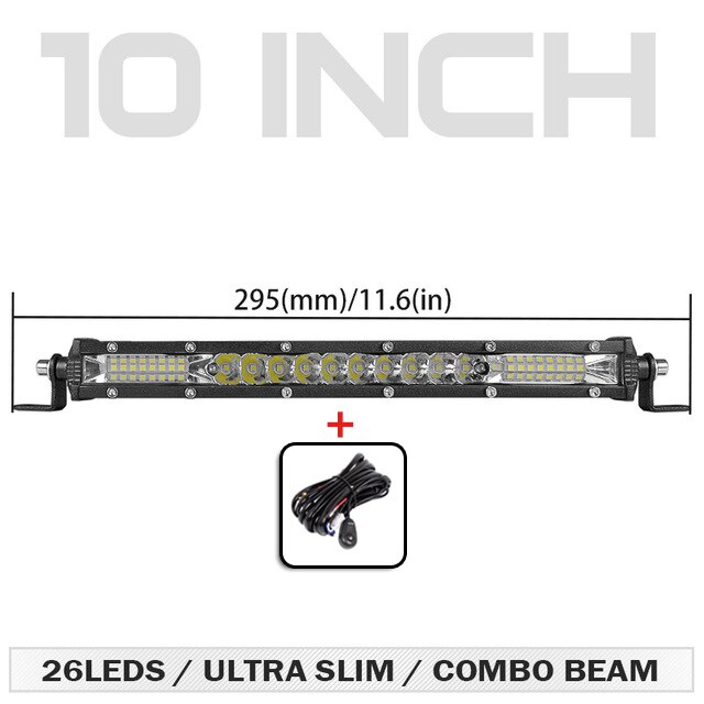 DERI Straight Slim LED Light Bar Single Row 10inch 80W For 4WD SUV ATV 4X4 Off Road LED Work Light Lamp with wire barre led: 10 inch with wire
