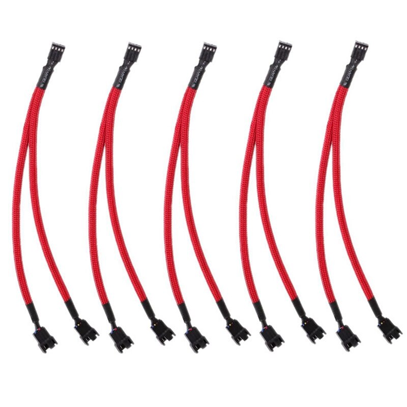 10Pc 4 Pin Extension Cable PWM Fan Splitter Cable Splitter CPU Fan Sleeved Adapter Lead Line Connector Cable Red & Black