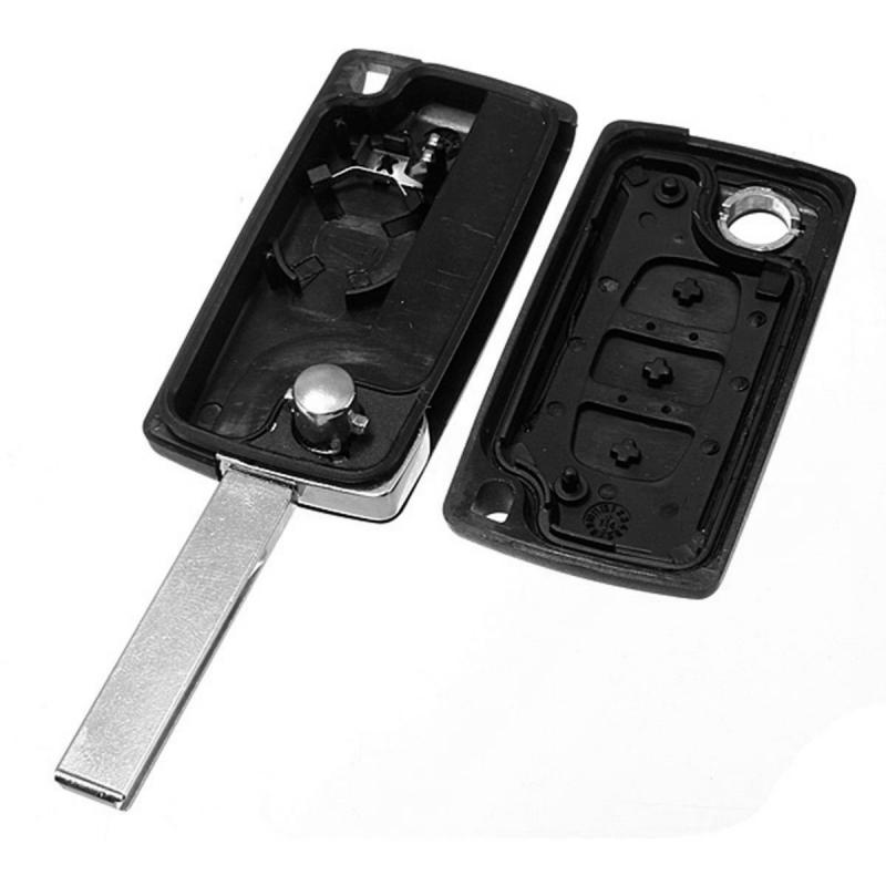 Boîtier porte-clé à distance pliable à 3 boutons pour Citroen C2 C3 C4 C5 C6 Picasso couvercle de clé avec support de batterie