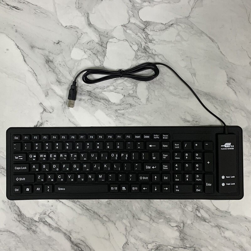 Russian/French/Korean/Arabic Soft Silicon Keyboard 104 Keys Foldable Waterproof Wired Keyboard Flexible for PC Desktop Laptop: Korean