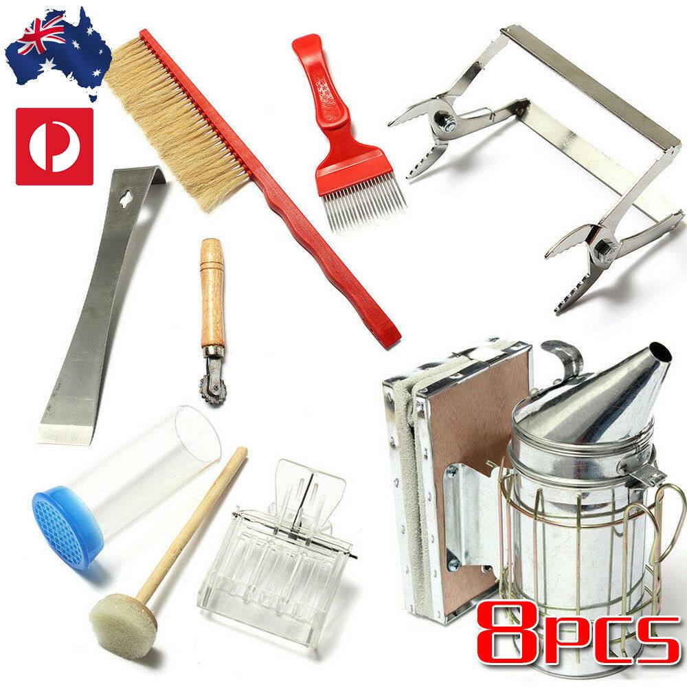 8Pcs Bee Hive Smoker Kit Beekeeping Set Beekeeping Tools Set Equipment Queen Rearing System Cultivating Box Beehive Water Feeder