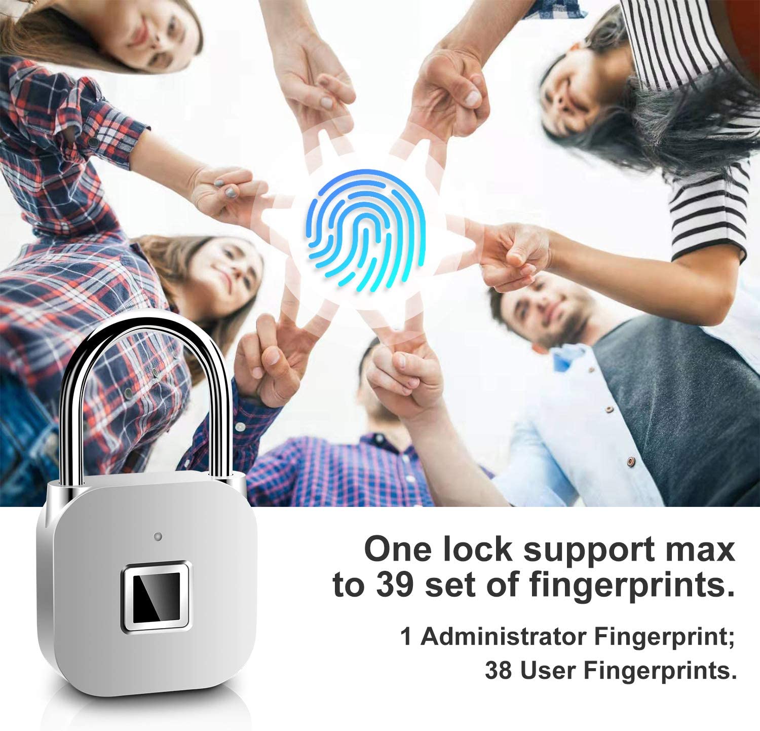 Ingerprint Vorhängeschloss Elektronische Türschloss Fingerabdruck Anerkennung Clever Keyless Wasserdichte Sicherheit Anti-Diebstahl Vorhängeschloss Weit Verbreitet
