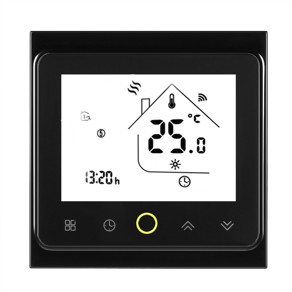3V WiFi Smart Touch Thermostat Temperature Controller for Water/Electric floor Heating Water/Gas Boiler Tuya APP Remote Control: Black / Standard No WIFI
