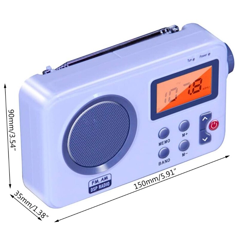 Outdoor LCD Display Portable Radio Earphone Port DAB Digital AM FM Stereo Home T8DA