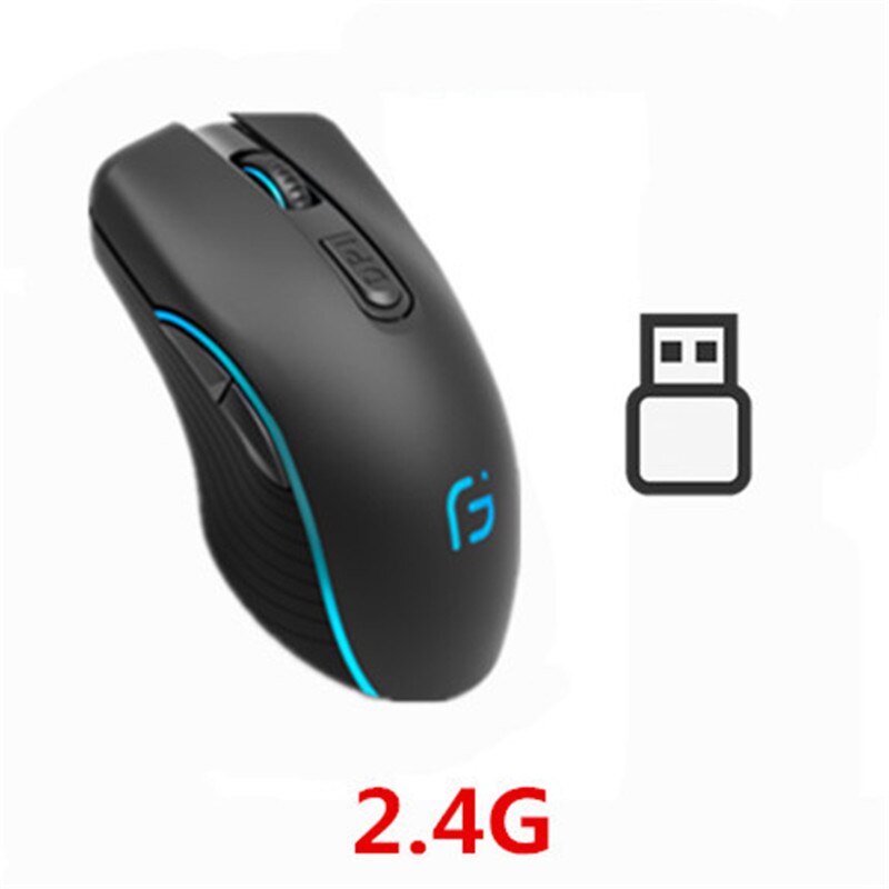 Rechargeable Computer Mouse X9 Dual Mode Bluetooth 4.0 +2.4Ghz Wireless Mause 2400DPI Optical Gaming for PC Laptop: 2.4G Black