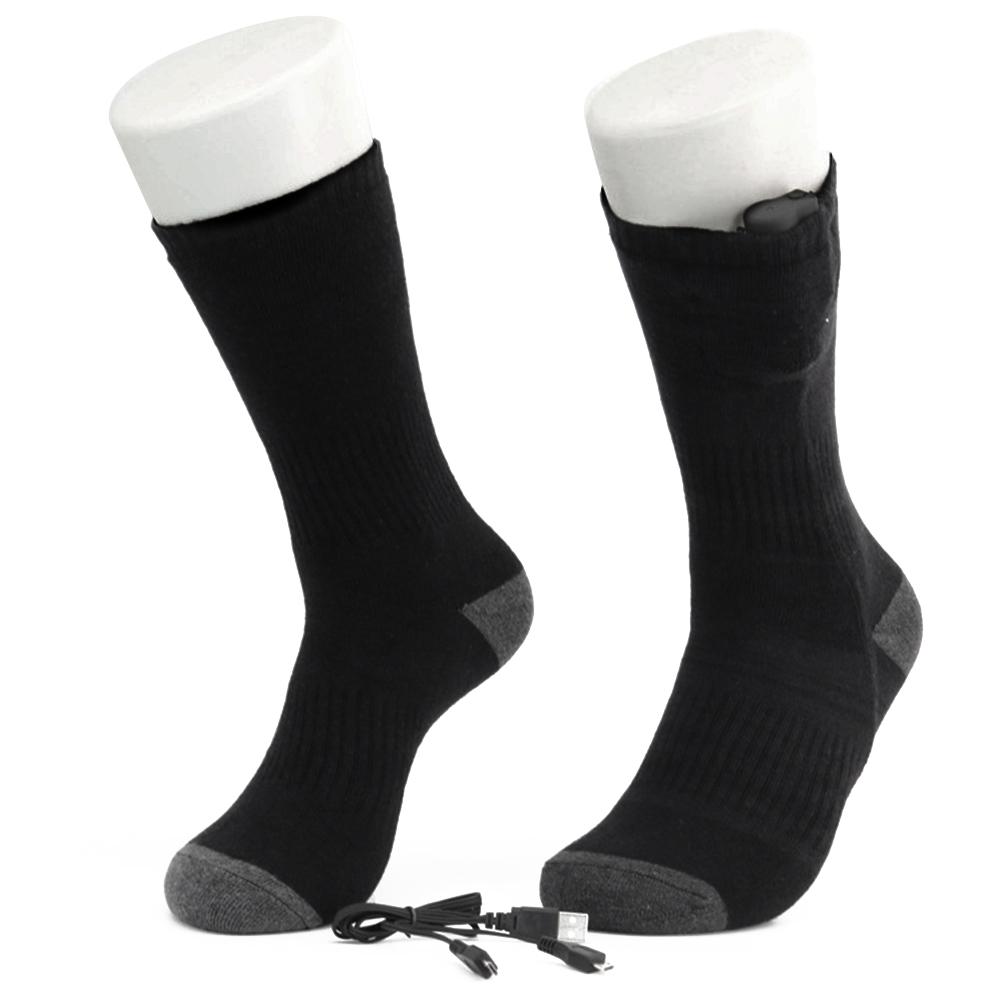 Chaussettes chauffantes électriques batterie Rechargeable USB charge pieds froids femmes hommes hiver ski en plein air cyclisme Sport chaussettes thermiques