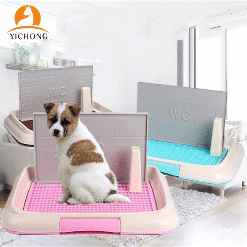 YICHONG Tragbare Flach Haustier Hund Wc Doppel Schicht Haustier Netz Wc Spalte mit Zauberstab Spritzen nachweisen Hund Welpen Bettpfanne YC088
