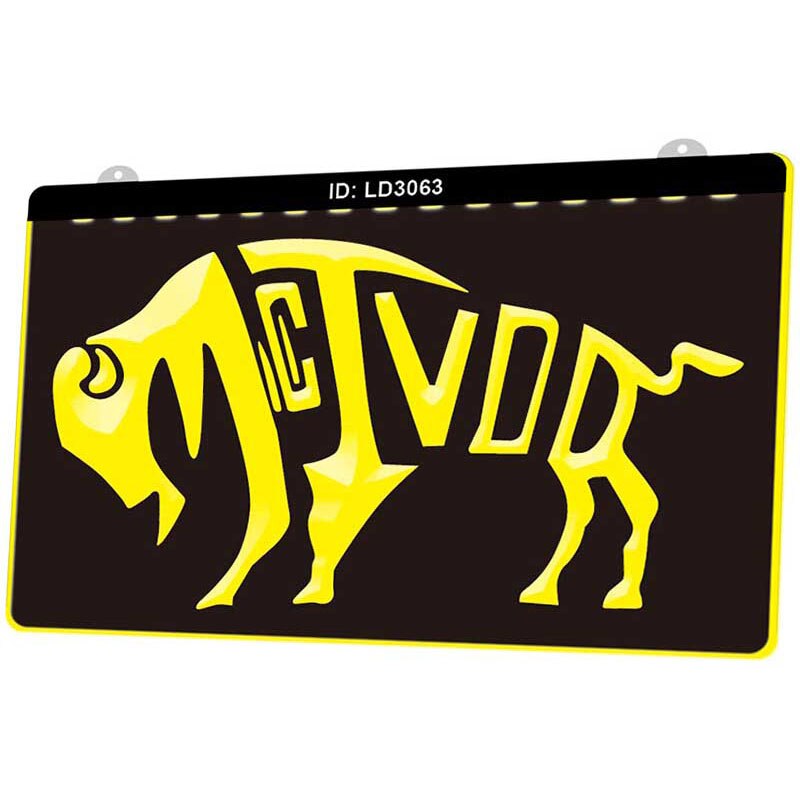 Ld3063 mctvor koe 3d graveerbare led lichtreclame meerdere kleuren gratis verkoop