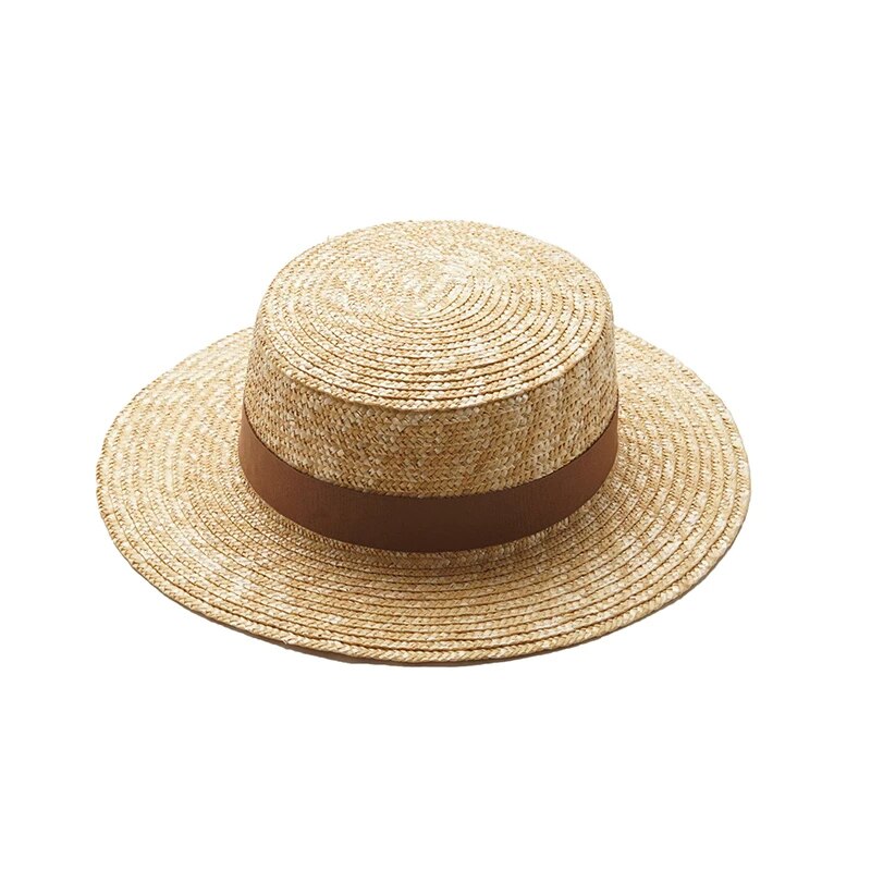 Pop Zomer Vrouwen Schipper Strand Hoed Vrouwelijke Casual Panama Hoed Dame Klassieke Platte Strik Stro Zon hoed Vrouwen Fedora: 2