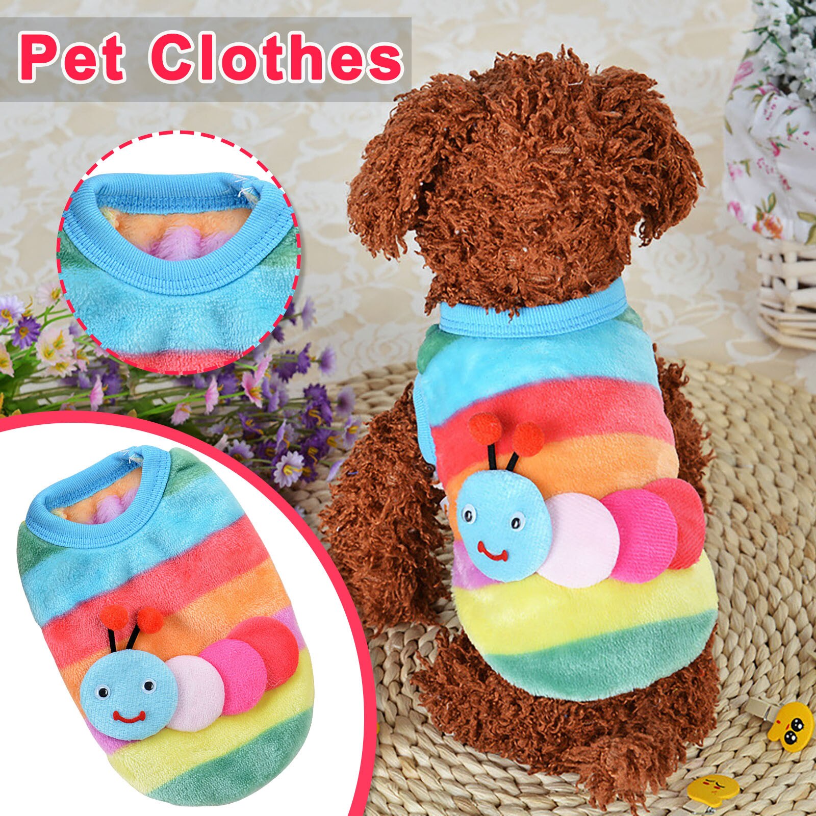 Pet Clothes Autumn And Winter Dog Clothes Striped Home Caterpillar Rainbow Dog Clothes Одежда Для Домашних Животных