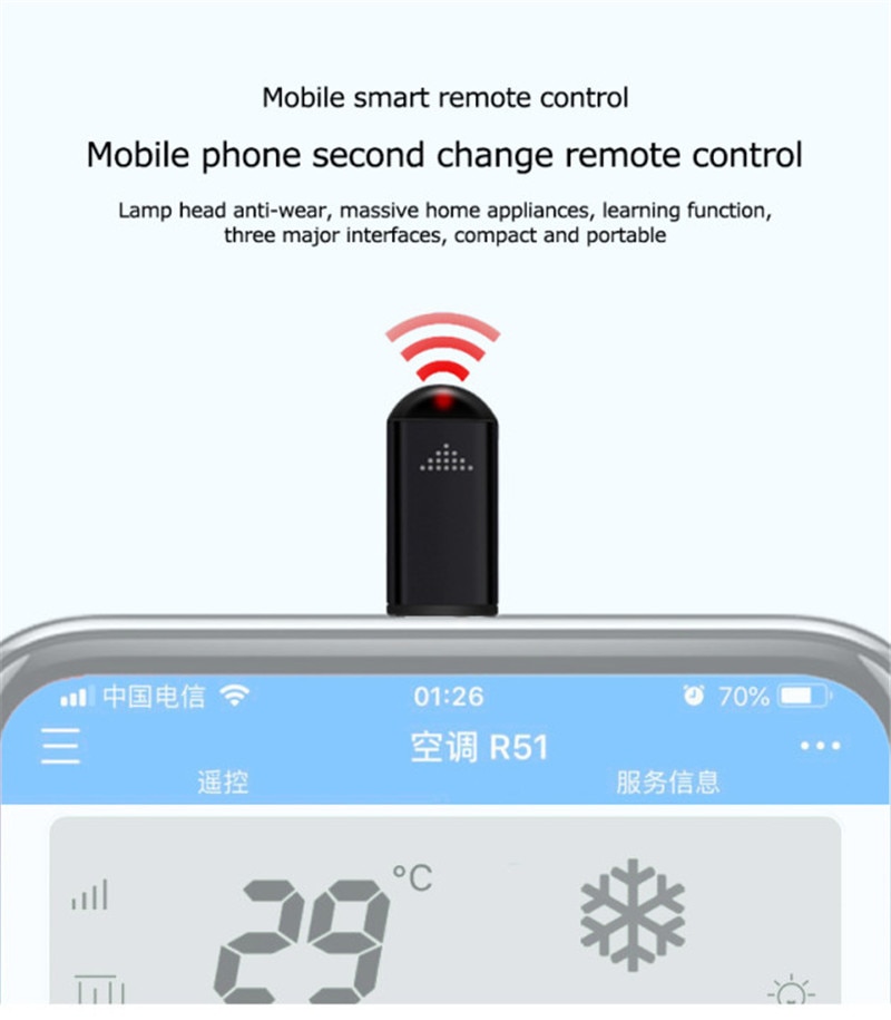 Mikro USB Typ-C Schnittstelle Drahtlose Infrarot Fernbedienung Adapter Clever App Kontrolle telefon Absender Für Android Handys