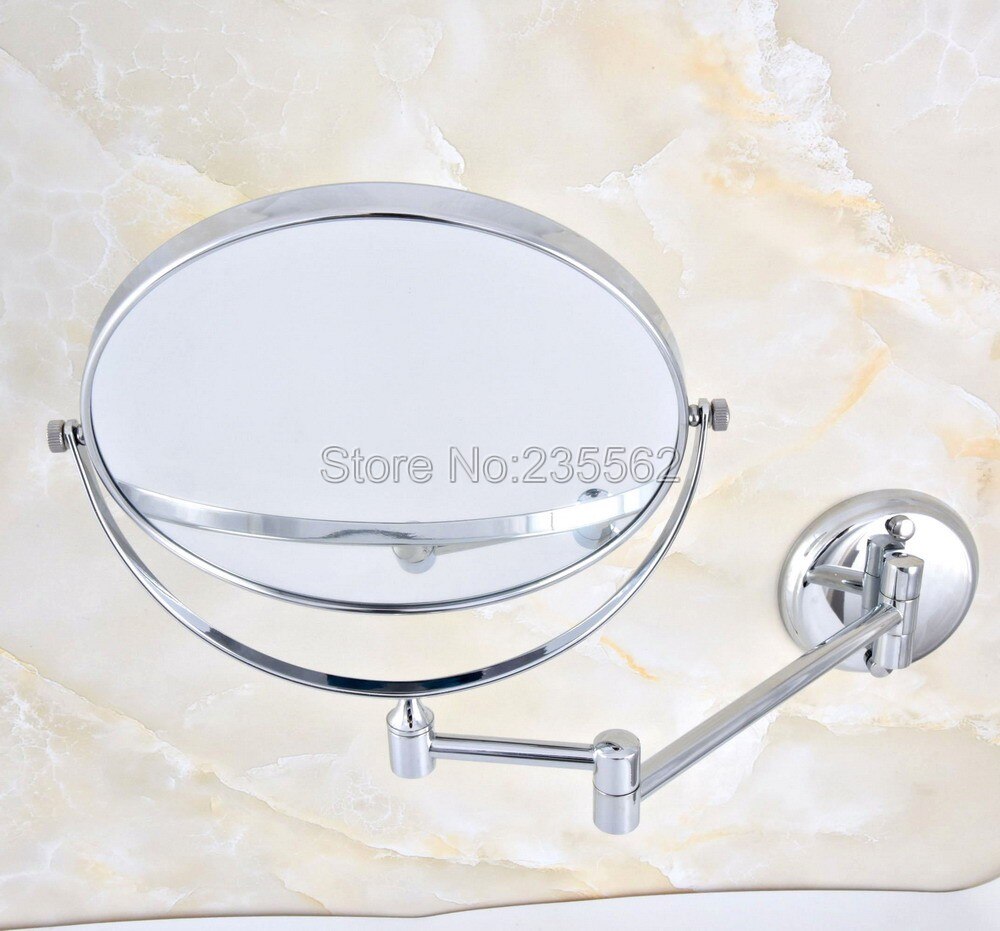 Chrome Folding Dual Arm Extend Bathroom Makeup mirrors 1:1 and 1:3 magnifier Cosmetic Bathroom Wall Mirror Lba633
