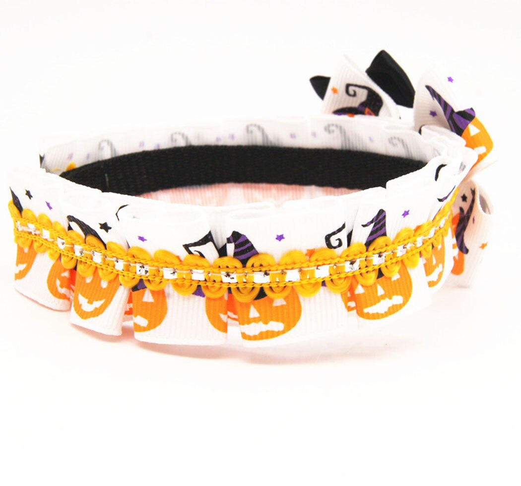 Halloween Halsband Makkelijk Op Pompoen Gedrukt Strik kraag en Haar Clip set met bowtie voor pet Huisdier kraag