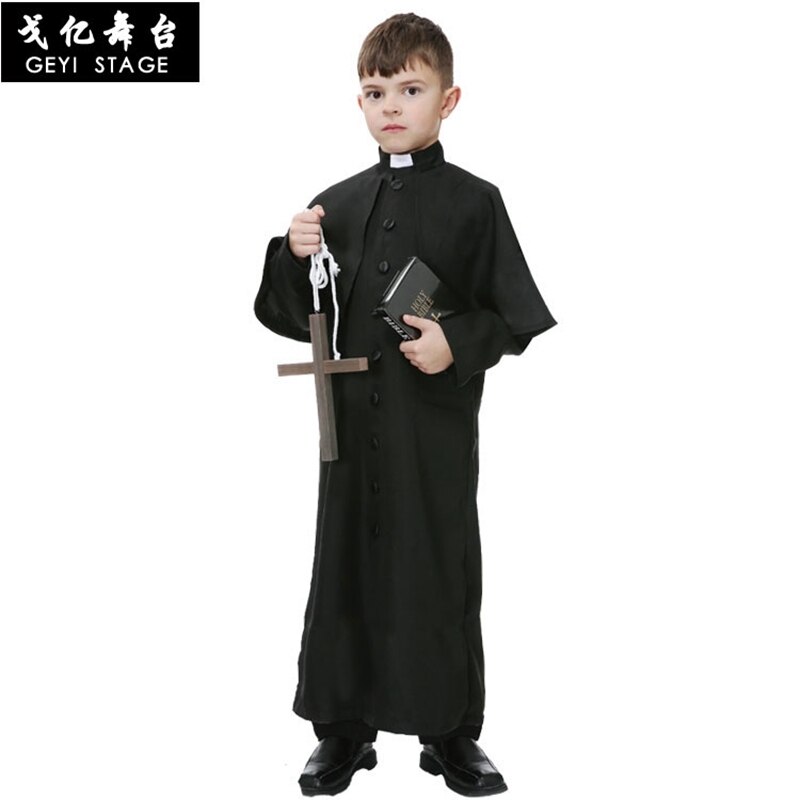 Disfraz de purificador de Pascua para niños, disfraz de Halloween para niños, padre, sacerdote, obispo, Pastor cristiano, clero, Cosplay
