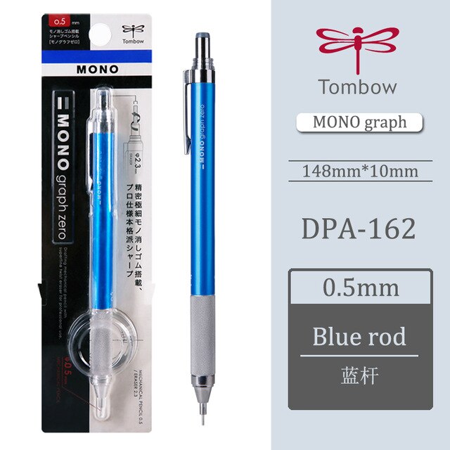 Tombow-lápiz de libélula de Japón, accesorio de agarre de metal, bajo centro de gravedad, automático, DPA-162, lápiz móvil, 0,3/0,5mm: blue 0.5mm