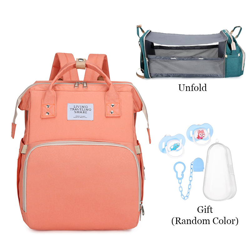 Folding Mommy Bag Lightweight Portable Folding Crib Bed Large-capacity Baby Backpack Female Mommy Outting Bag Bolsa Feminina DDJ: Standard-Pink 1AFNZ
