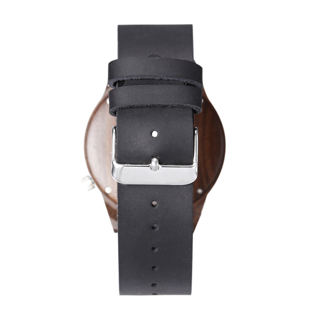 Heren houten ronde wijzerplaat harsband geen nummer analoog quartz polshorloge