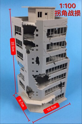 1:144 100 Proportion Resin Character Scene Layout Model War Damage In Assembly Multi-Storey Building Model: 1 100 A