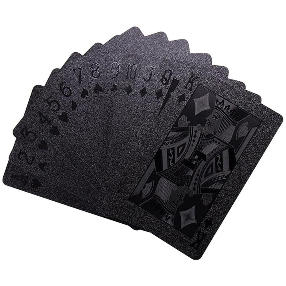 Goldene Spielkarten Set Wasserdichte Kunststoff PVC Schwarz Farbe Poker Karten Sets Magie Tricks Poker Kreative Box-verpackt 54 blätter/set: 09