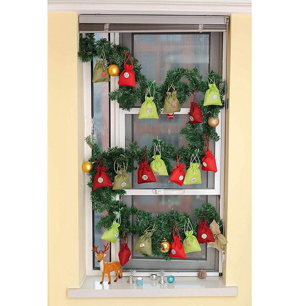 Advent Calendar Bags Set 24 Filling Fabric with Number Labels for DIY Christmas Decor DC120