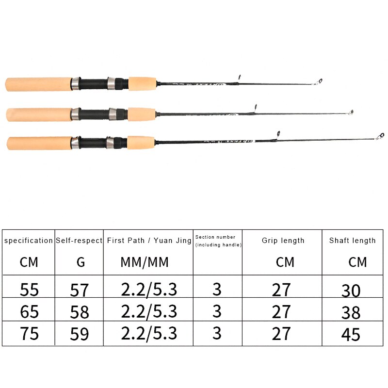 Straight handle winter fishing rod mini telescopic sliding raft rod boat pole ice fishing rod glass fiber telescopic rod