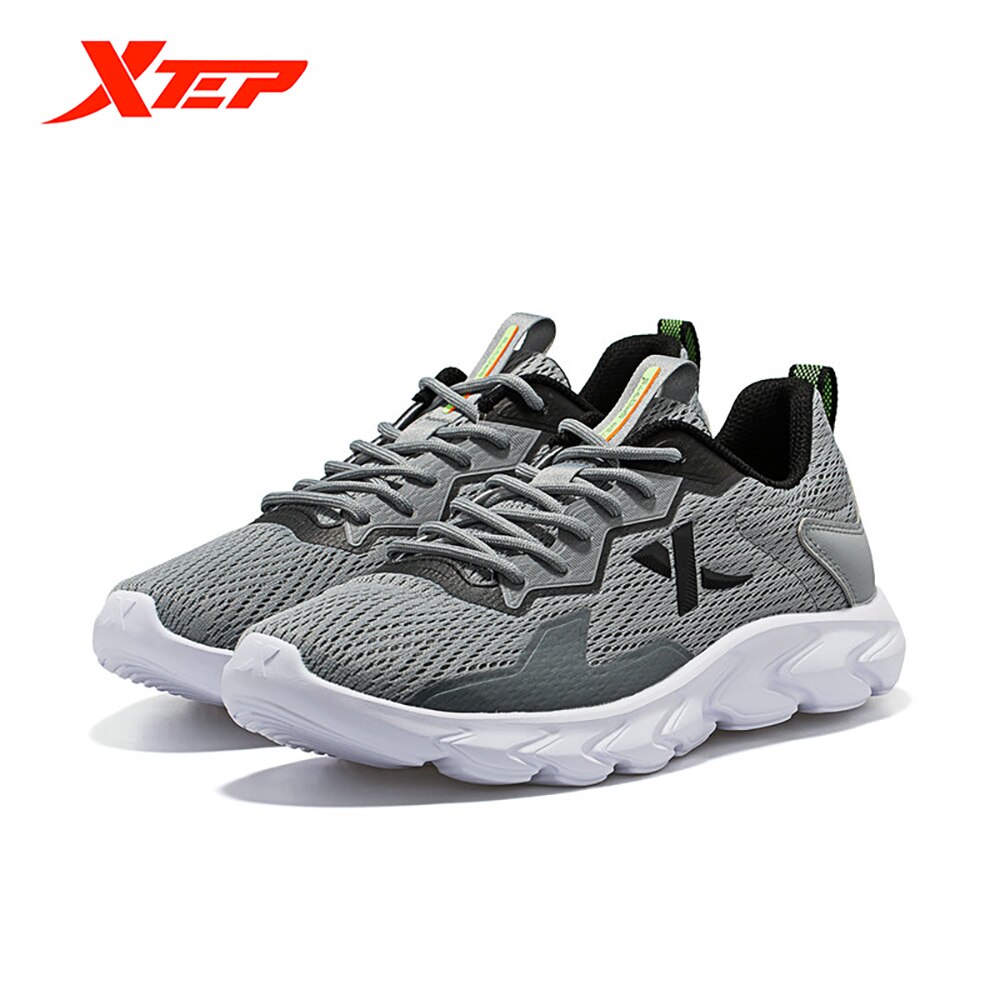 Xtep Spring Running Shoes Lightweight Shock Absorbing Sports Shoes Men's Lightweight Sneakers Student Shoes 879119110032: grey black / 45