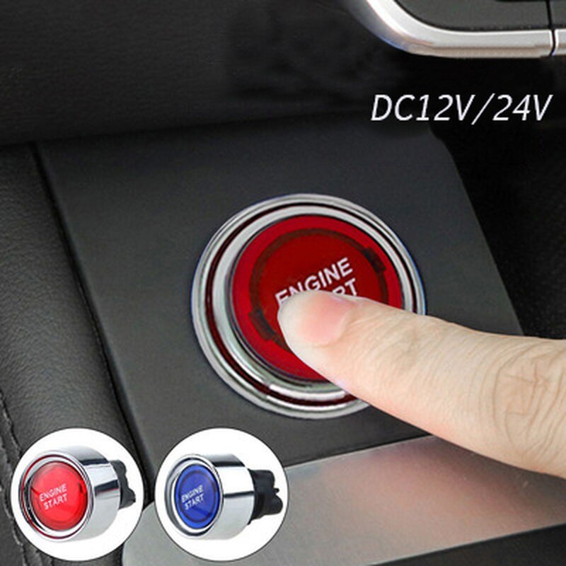 Car Engine Start Switch Button Keyless Switches Universal Modified Ignition on Off Starter with LED Indicator 12V/24V