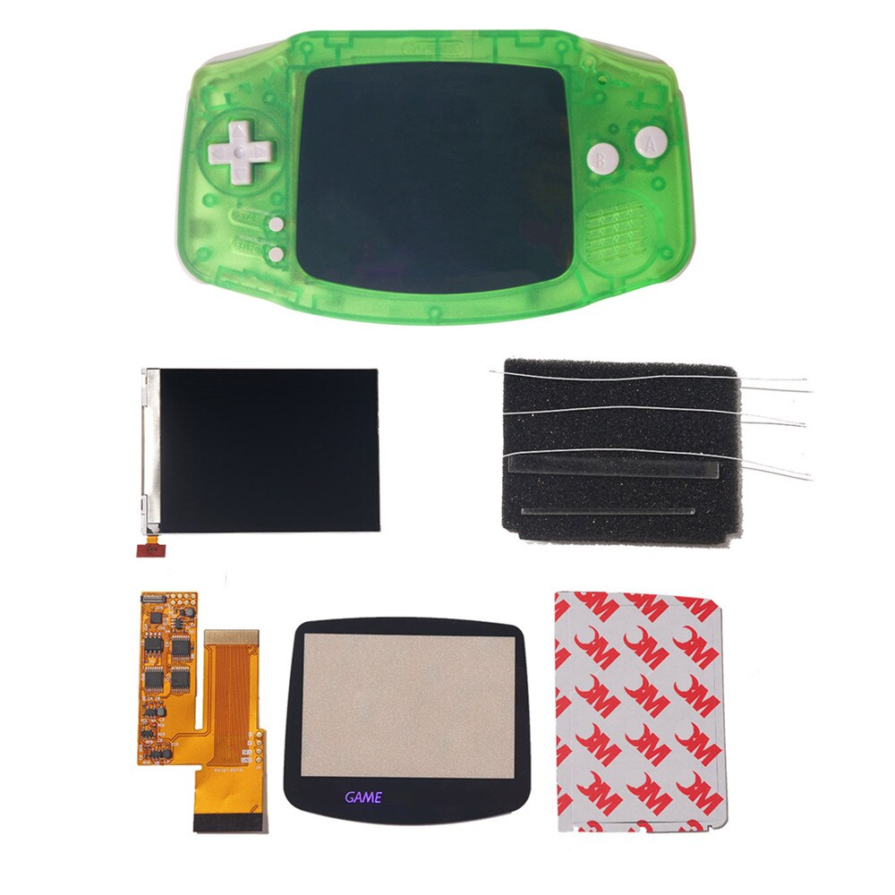 IPS V2 LCD Kits mit keine muss pre-cut schalen für GBA Hintergrundbeleuchtung V2 Bildschirm 10 Ebenen Hohe Helligkeit für Gameboy voraus nintend: clear green kit