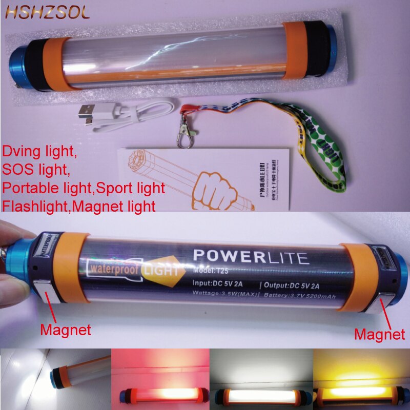 K25 Waterdichte Zaklamp Camping Lantaarn Noodverlichting Duiken USB Oplaadbare Draagbare IP68 Outdoor klem Wandelen Sport licht