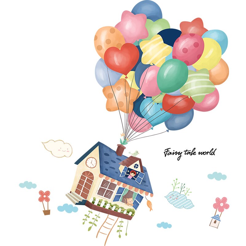 Colorful Balloons Wall Stickers DIY Cartoon Girl H... – Vicedeal