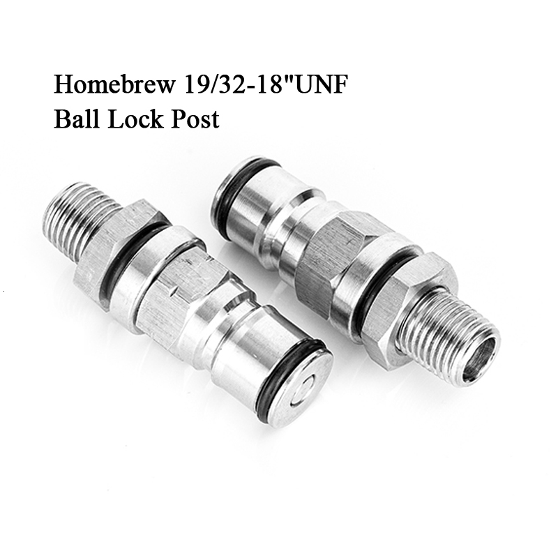 19/32 Inch-18 Gas/Liquid Corny Keg Adapter Liquid And Gas Ball Lock Post With Poppets 1/4 Inch Male BSP Hex Nipple