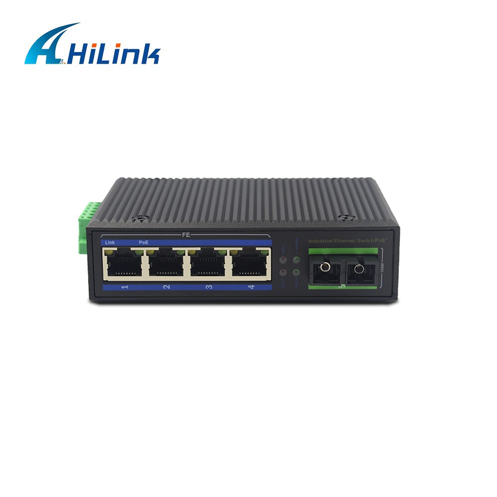 Un-Beheerd Industriële Grade Media Converter 1x100Base Sc 4-Poort 10/100Base Ethernet RJ45 Multimode Dual fiber 2Km
