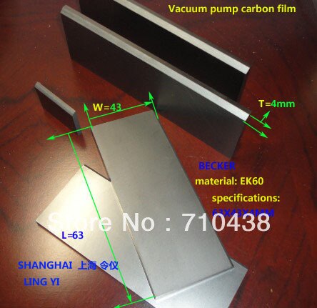 Graphite vane, carbon plaat BECKER carbon vaan, vacuümpomp carbon schoepen 4X43X63 MM