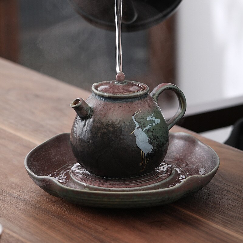 Porcelænsovn forvandlet til lotus grydelap håndlavet japansk retro vand kedelpude grydeskive lille tebord