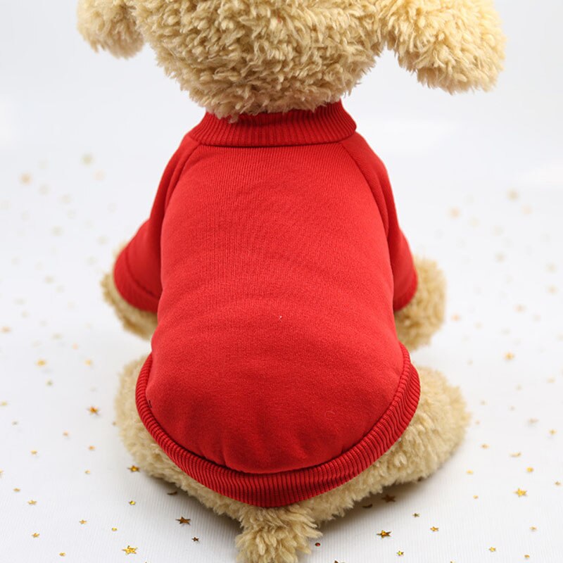 Huisdier Honden Sweater Lente Herfst Mode Effen Kleur Sweatshirt Voor Kleine Honden Puppy Casual Thicken Warm Fleece Trui Kleding: Rood / XS