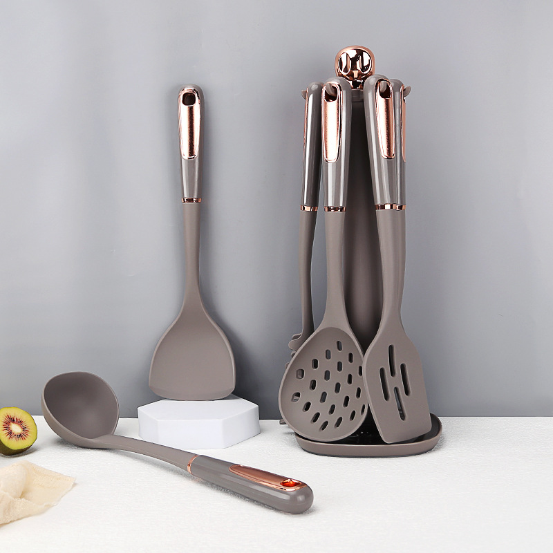 Silicone Kitchen Utensils Non-Stick Cookware Cooking Tools Gold Plated Modern Resistant Heat Kitchenware Accessories Tool