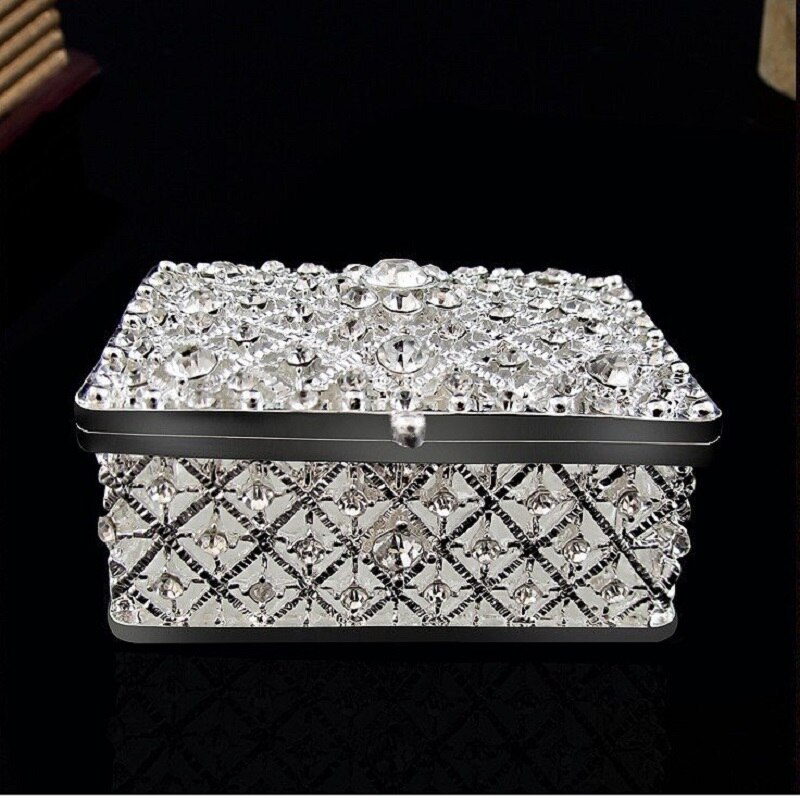 carré argent bijoux bibelot boîte Antique étain cercueil artisanat Dressing