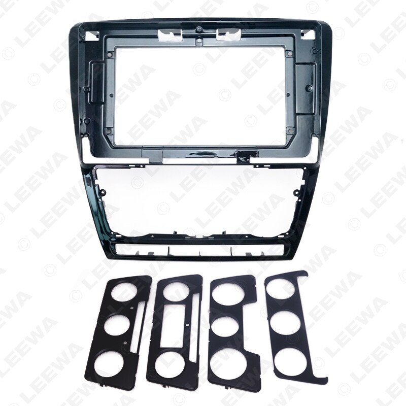 Leewa bilstereo radio til skoda octavia 04-14 stor skærm 10.1 " fascia frame adapter 2 din dvd-afspiller panel dash frame kit: Lys sort