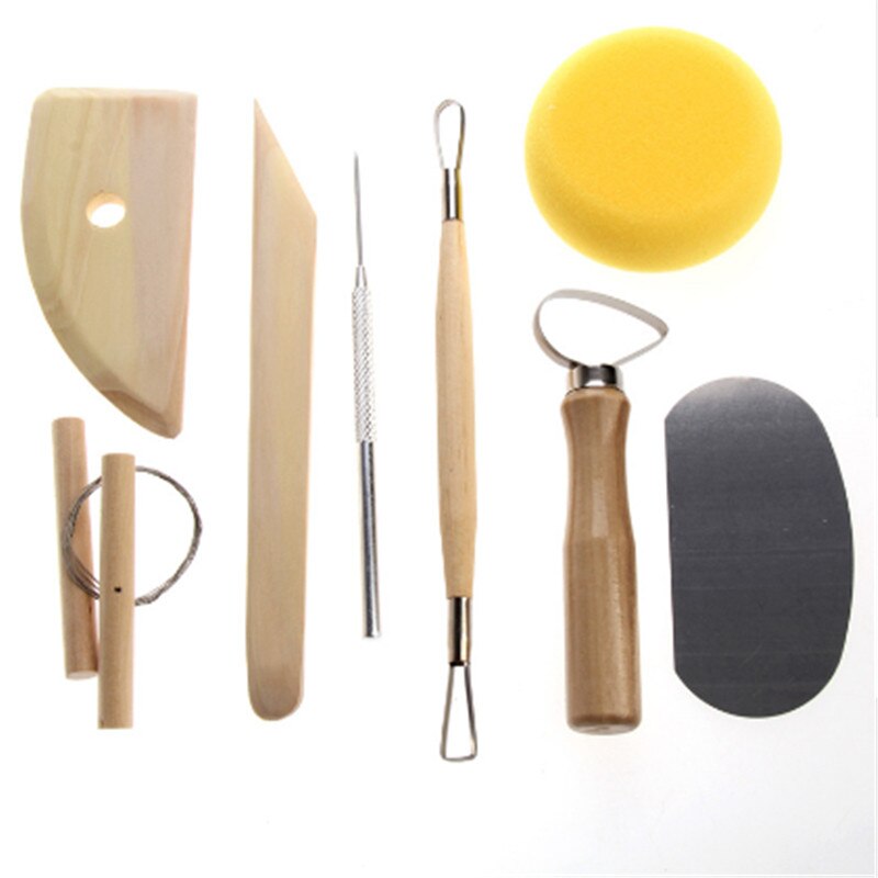 8Pcs Pottery Ceramic Tool Set Wood Pottery Ceramics Clay Sculpture Modelling Kit DIY Hand Pottery Clay Ceramic Molding Tools