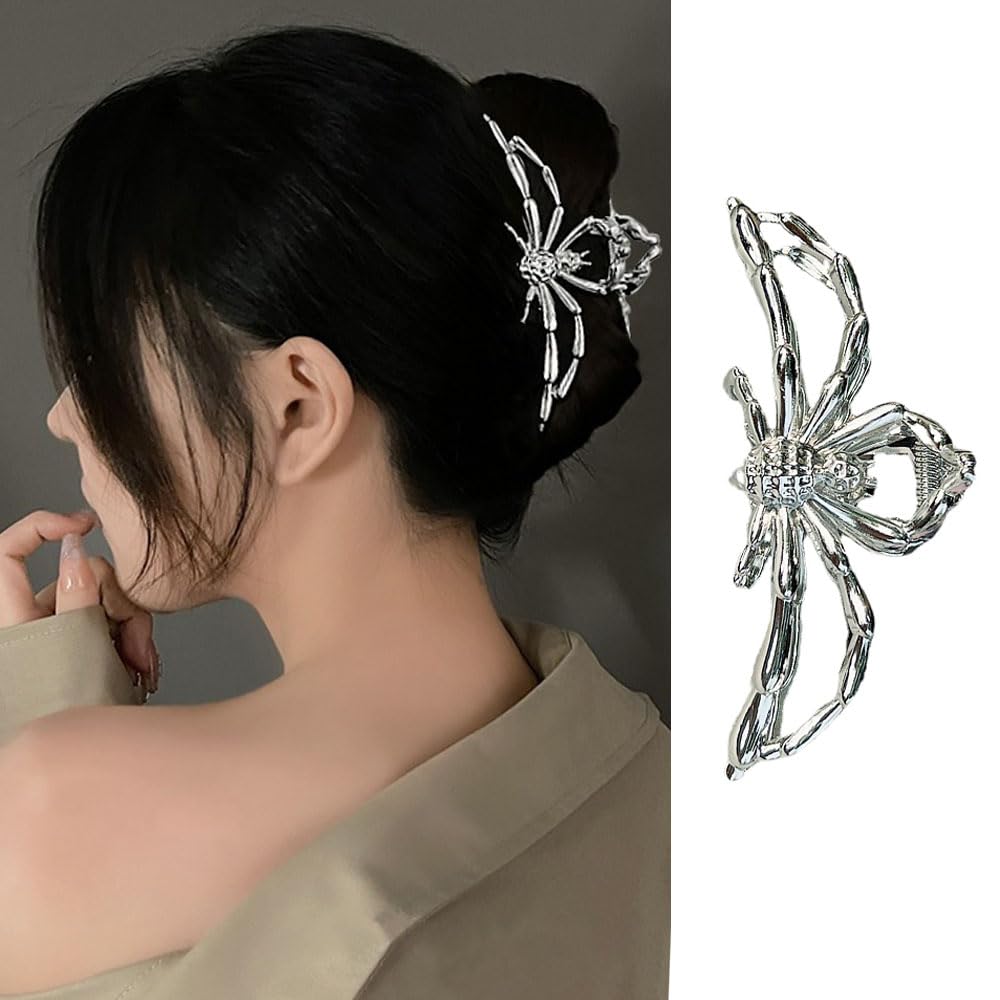 Spider Web Metal Hair Crab Clips Alloy Halloween Hair Claw Clips Hairgrip Hairpin Barrette Clamps Party Hair Accessories: Dark Khaki