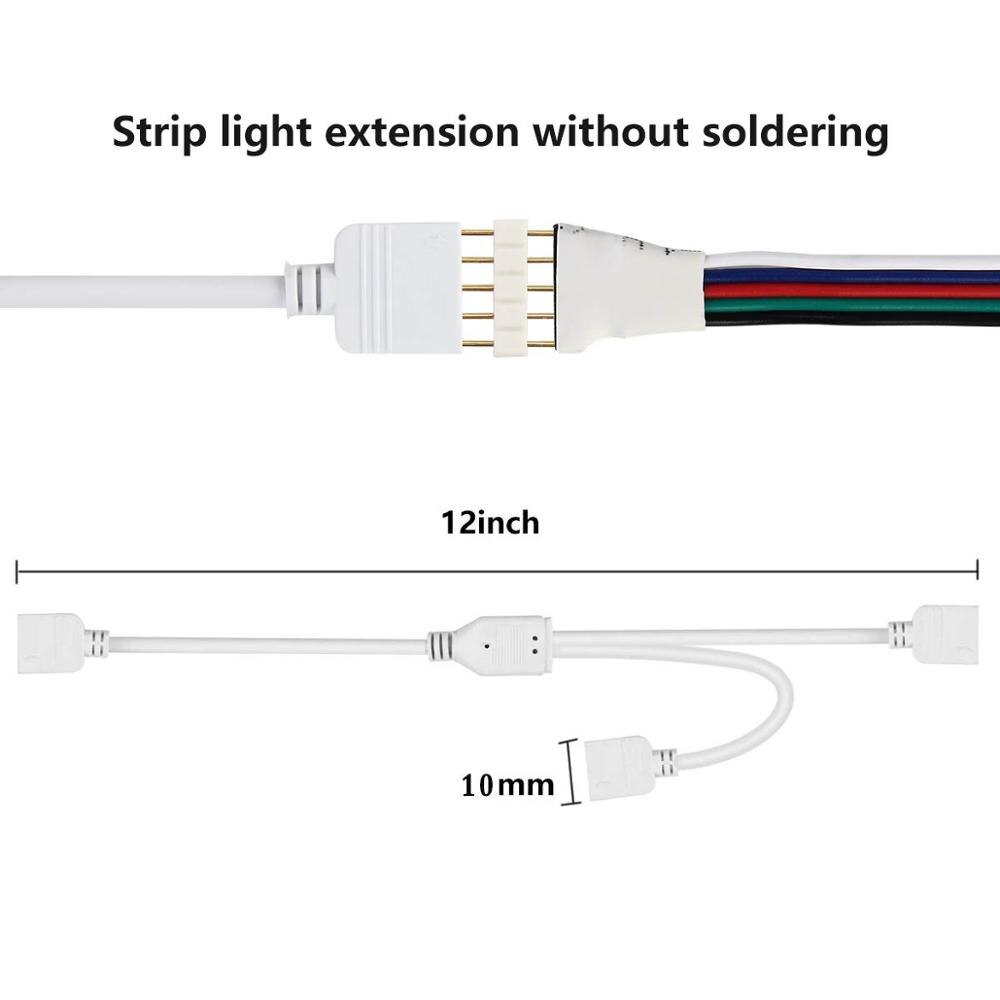 Led strip splitter stik 5 ben 1 to 2 y-  splitter kabler til 5050 3528 rgbw led lys strip med 6 han 5- pin stik  jk1153