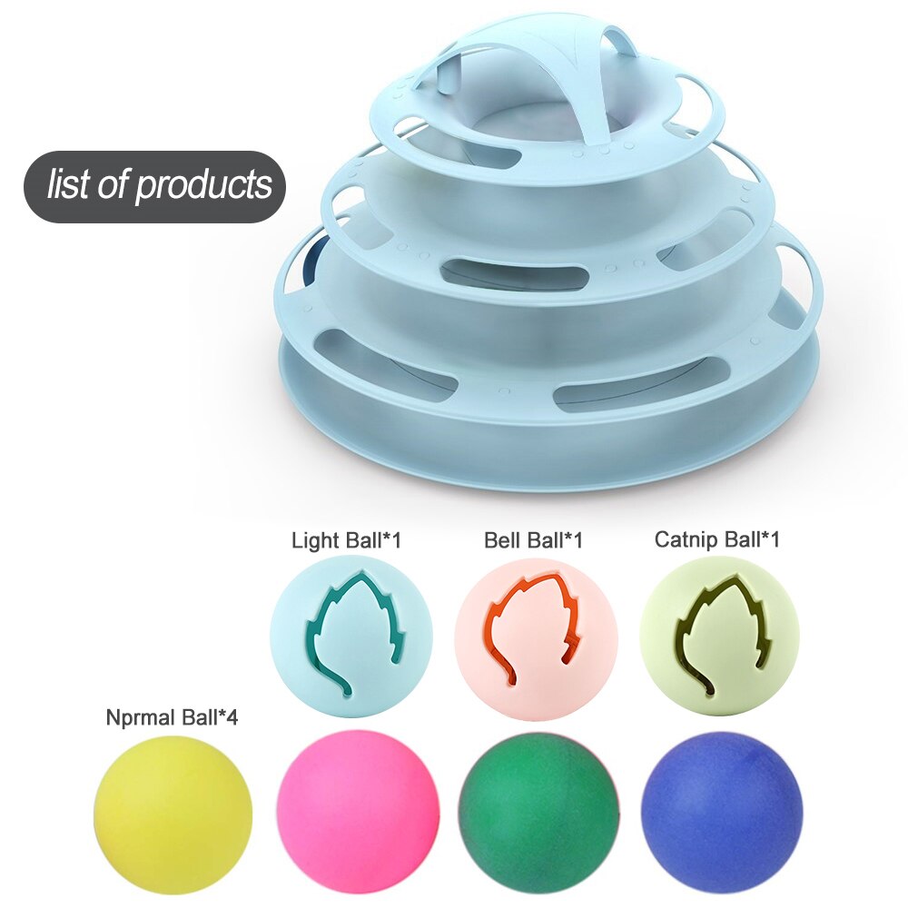 Cat Toy Pet Interactive Funny Track Cat Roller Toy 5 Layers Track Play Ball Cat Crazy Ball Disk Interactive Toy for IQ Traning