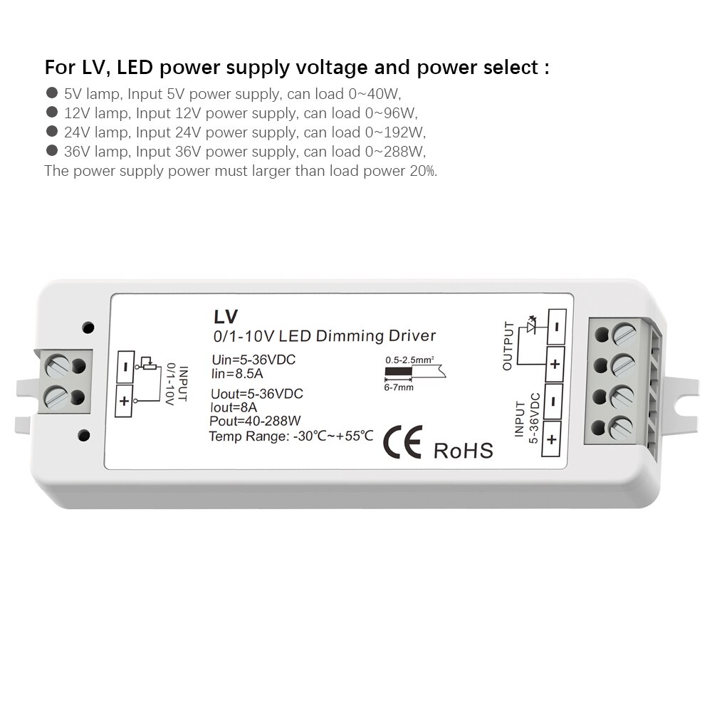 Mini 0/1-10v cv led himmennysohjain 1 kanava  dc 5v 12v 24v 36v pwm conatant jännitelähtö 8a 288w 1 kanava 0-10v himmennin lv
