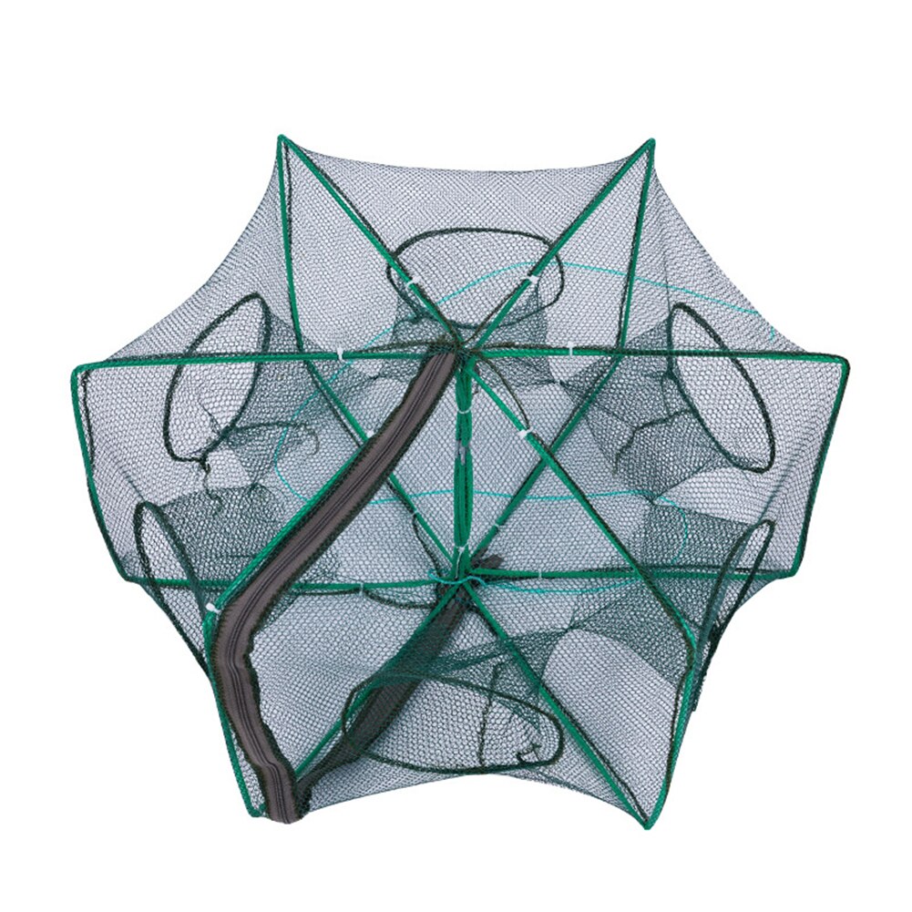 Filet de pêche automatique pliable piège à poisson receveur réseau crabe 6-8 côté 6-16 trou pour la pêche en plein air accessoires portables: B