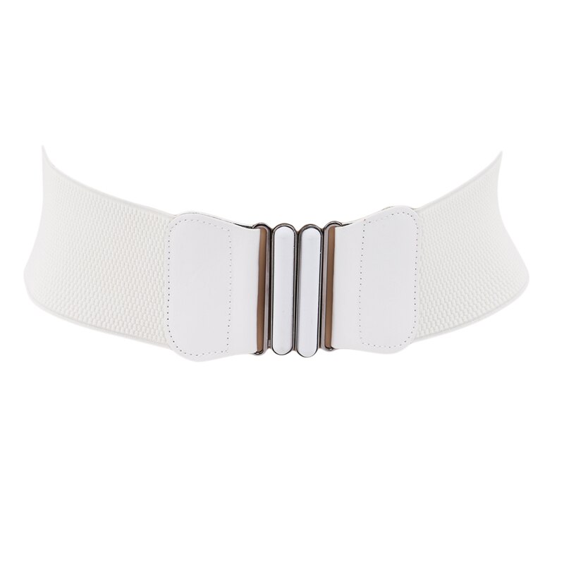 Cinturón de cuero PU ancho para mujer, cinturón de faja elástica con hebilla cuadrada, negro, cinturón decorativo