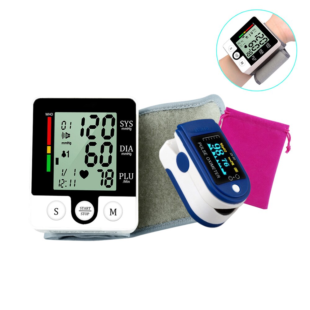 Draagbare Automatische Digitale Display Pols Bloeddrukmeter Apparaat Heart Beat Rate Pulse Meter Meet Tonometer Kits: kits