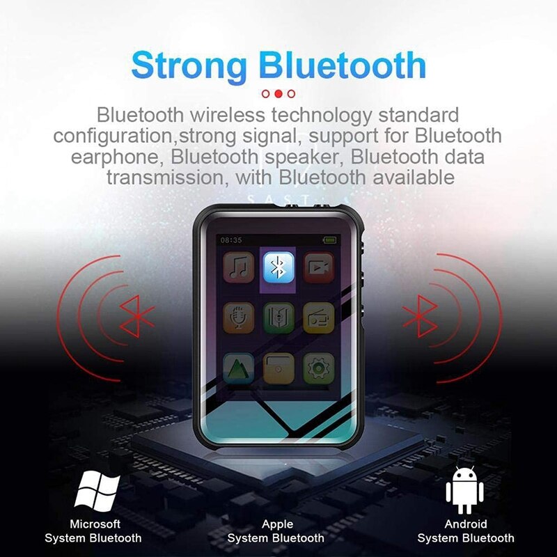 Mp3- afspiller med bluetooth-musikafspiller hi-fi stereo mini-afspiller bærbar e-bog-læser slank  mp4- afspiller